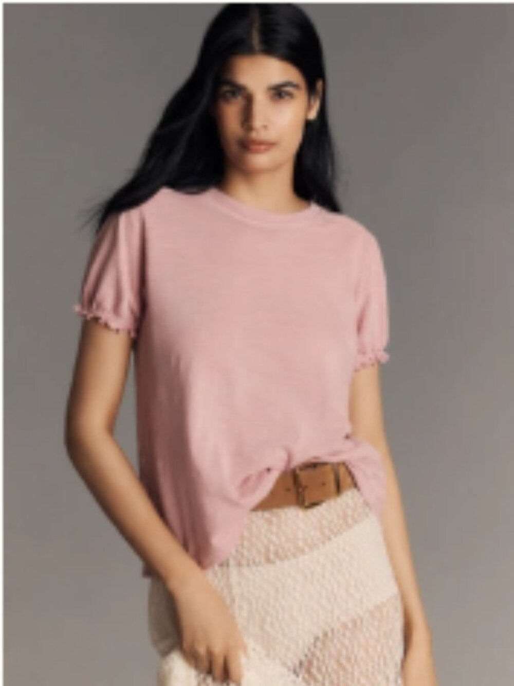 Pilcro Bennie 100% Cotton Slim Puff Sleeve Tee